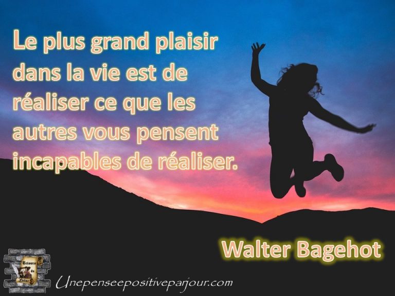Le plus grand plaisir dans la vie est de réaliser ce que les autres vous pensent incapables de